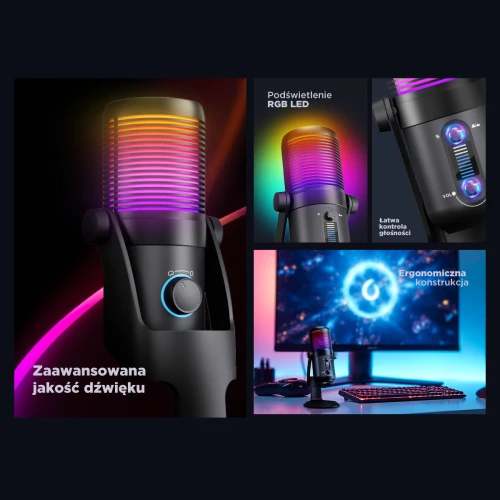 Mikrofon pojemnościowy Rampage Diyez RGB Black USB-C