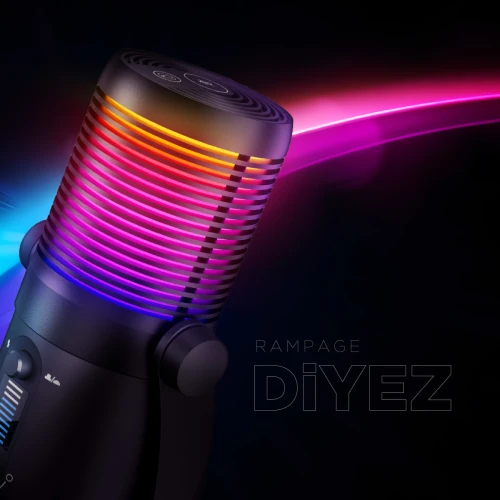 Mikrofon pojemnościowy Rampage Diyez RGB Black USB-C