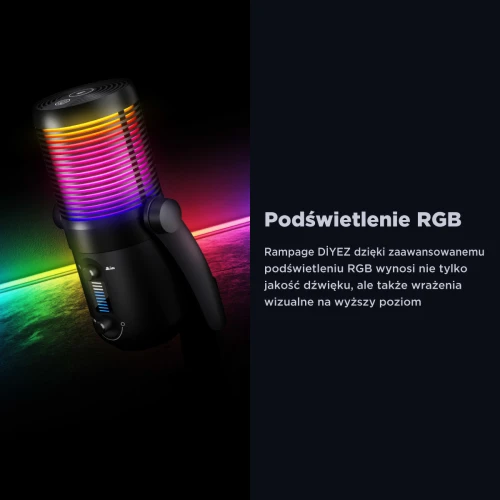 Mikrofon pojemnościowy Rampage Diyez RGB Black USB-C