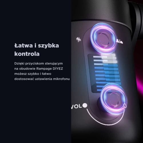 Mikrofon pojemnościowy Rampage Diyez RGB Black USB-C