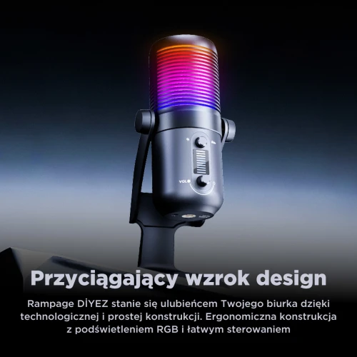 Mikrofon pojemnościowy Rampage Diyez RGB Black USB-C