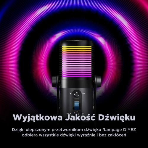 Mikrofon pojemnościowy Rampage Diyez RGB Black USB-C