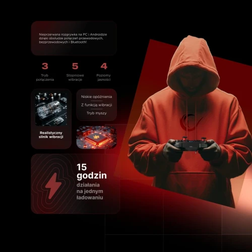 Gamepad Rampage Hydra RGB Kontroler Bezprzewodowy Biały PC/Switch/Mobile