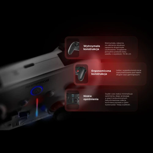 Gamepad Rampage Hydra RGB Kontroler Bezprzewodowy Biały PC/Switch/Mobile