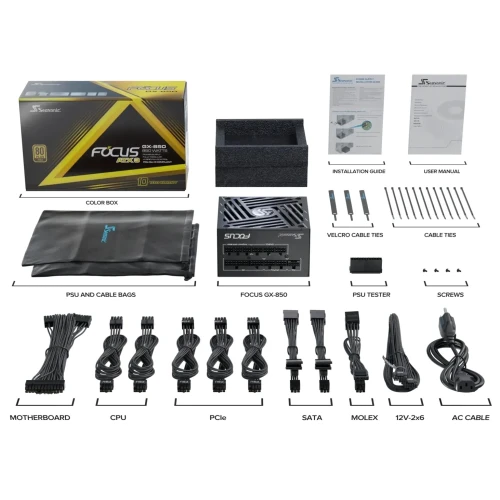Zasilacz Seasonic FOCUS GX-850 v4 ATX 3.1 PCIe 5.1 Black 80Plus Gold 850W