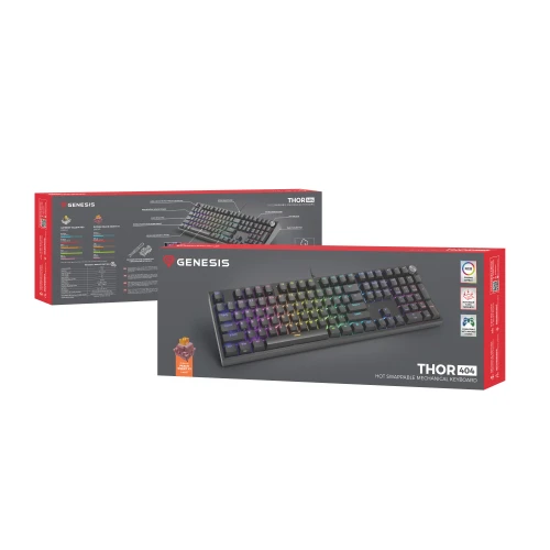 Klawiatura Genesis Thor 404 RGB Outemu Peach Silent Full-size