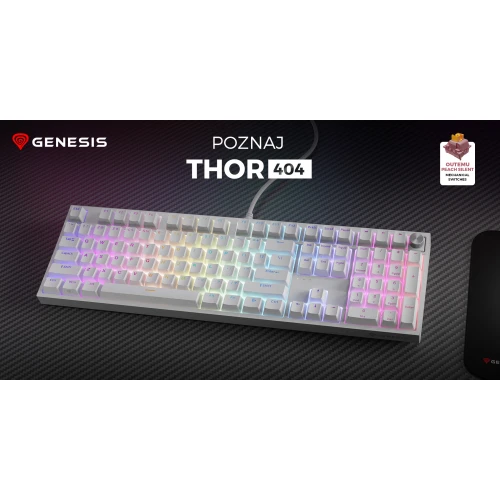 Klawiatura Genesis Thor 404 RGB Outemu Peach Silent Full-size White