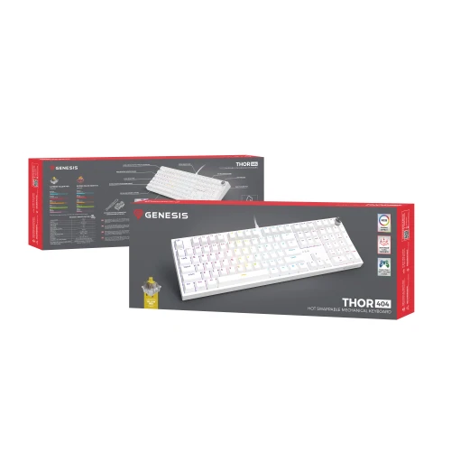 Klawiatura Genesis Thor 404 RGB Gateron Yellow Pro Full-size White