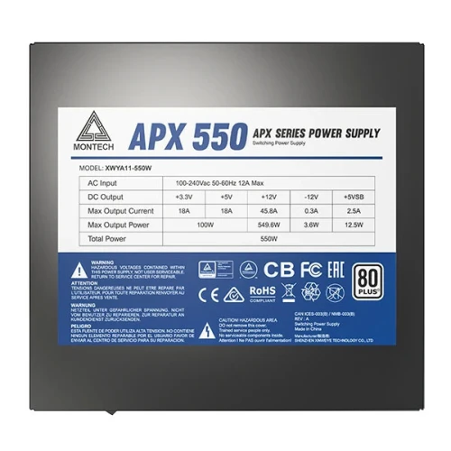 Zasilacz Montech APX550 550W 80PLUS White