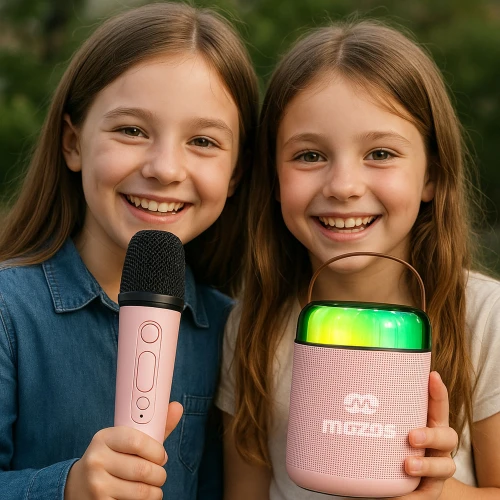 Głośnik z mikrofonem do karaoke dla dzieci MOZOS MK-PINK Bluetooth