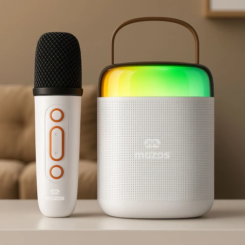 Głośnik z mikrofonem do karaoke dla dzieci MOZOS MK-WHITE Bluetooth