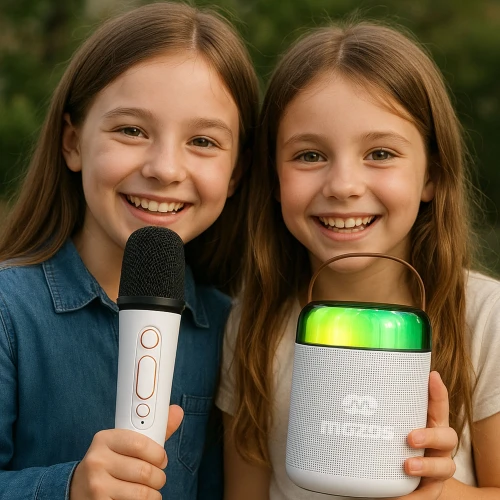 Głośnik z mikrofonem do karaoke dla dzieci MOZOS MK-WHITE Bluetooth