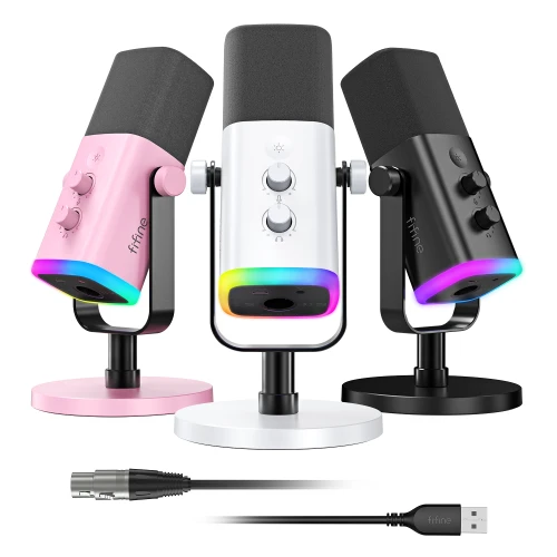 Mikrofon dynamiczny Fifine AM8W USB-C/XLR Biały