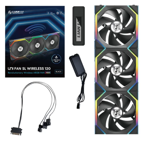 Wentylator Lian Li UNI FAN SL Wireless ARGB PWM Czarny - 120 mm 3-pack z kontrolerem