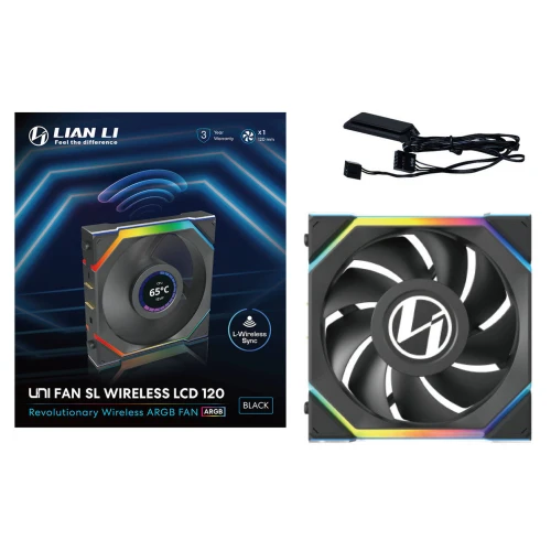 Wentylator Lian Li UNI FAN SL Wireless LCD ARGB PWM Czarny – 120mm