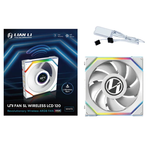 Wentylator Lian Li UNI FAN SL Wireless LCD ARGB PWM Biały – 120mm