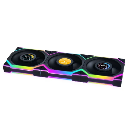 Wentylator Lian Li UNI FAN SL Wireless LCD ARGB PWM Reverse Blade Czarny – 120mm 3-pack z kontrolerem