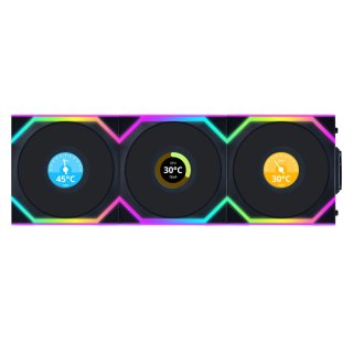 Wentylator Lian Li UNI FAN SL Wireless LCD ARGB PWM Reverse Blade Czarny – 120mm 3-pack z kontrolerem