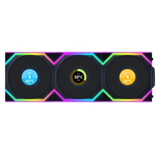 Wentylator Lian Li UNI FAN SL Wireless LCD ARGB PWM Reverse Blade Czarny – 120mm 3-pack z kontrolerem