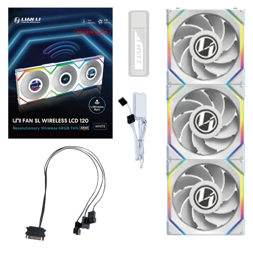 Wentylator Lian Li UNI FAN SL Wireless LCD ARGB PWM Reverse Blade – 120mm 3-pack z kontrolerem