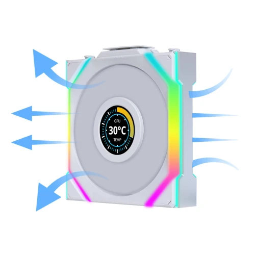Wentylator Lian Li UNI FAN SL Wireless LCD ARGB PWM Reverse Blade Biały – 120mm