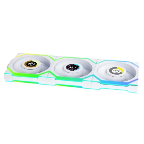 Wentylator Lian Li UNI FAN SL Wireless LCD ARGB PWM Biały – 120mm 3-pack z kontrolerem