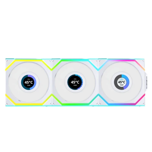 Wentylator Lian Li UNI FAN SL Wireless LCD ARGB PWM Biały – 120mm 3-pack z kontrolerem