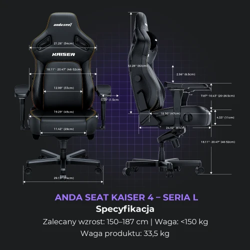 Fotel Anda Seat Kaiser 4 L Dark Grey Materiałowy