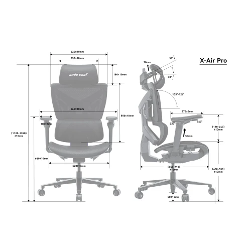 Fotel Anda Seat X-Air Pro Size XL Mesh Gray Twilight