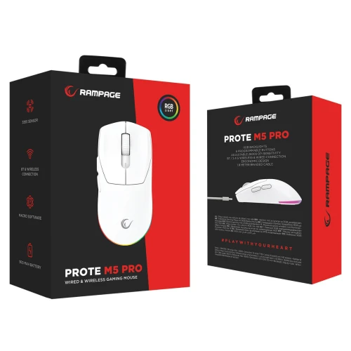 Mysz Rampage Prote M5 Pro Wireless White