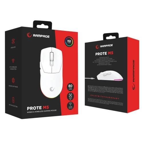Mysz Rampage Prote M5 Wireless White