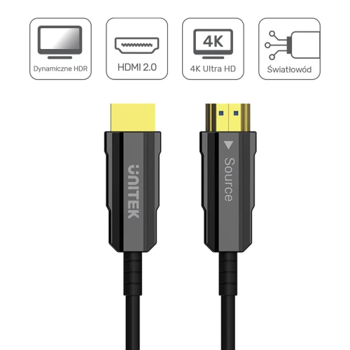  Kabel optyczny HDMI 2.0 Unitek AOC 4K 60Hz 15 m