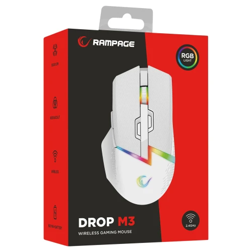 Mysz Rampage Drop M3 RGB Wireless White