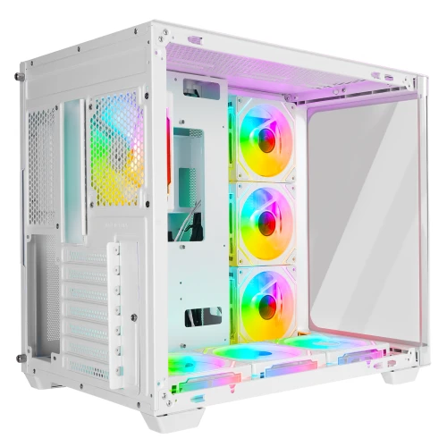 Obudowa Rampage Loopy RGB Infinity HUB Tempered Glass White