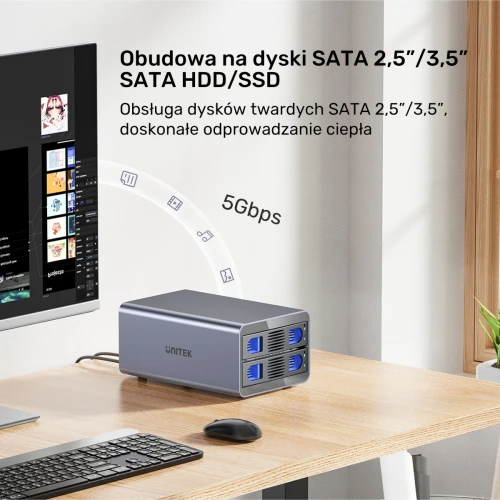 Kieszeń na dyski Unitek S1308A01-EU SATA 2,5''/3,5'' SATA HDD/SSD 40TB