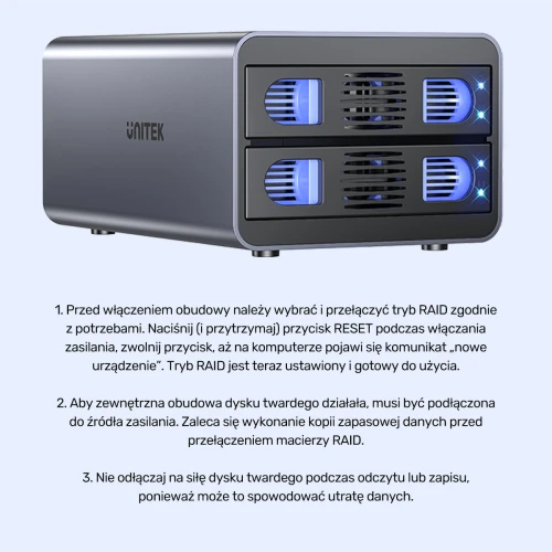 Obudowa RAID do dysku Unitek S1308C01-EU SATA 2.5''/3.5'' USB-C 10Gb/s