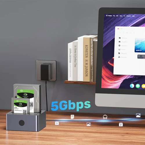 Stacja dokująca Unitek Y-3026GY01-EU HDD USB3.0 2x SATA 2,5''/3,5'' USB-C 5Gbps