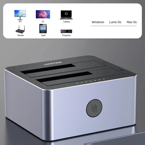 Stacja dokująca Unitek Y-3026GY01-EU HDD USB3.0 2x SATA 2,5''/3,5'' USB-C 5Gbps