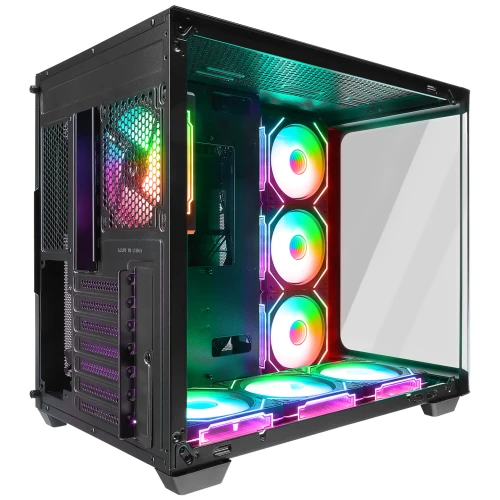 Obudowa Rampage Loopy RGB Infinity HUB Tempered Glass Black