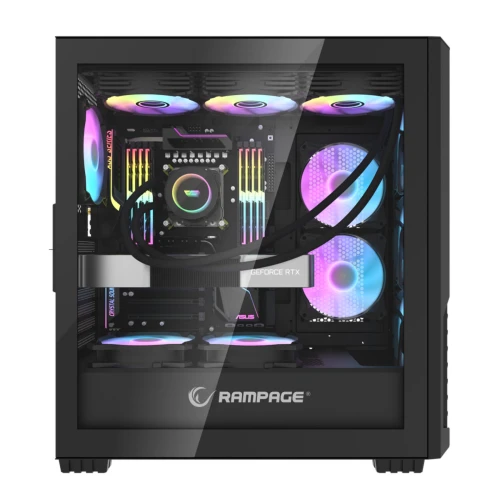 Obudowa Rampage SHELOB Tempered Glass Black