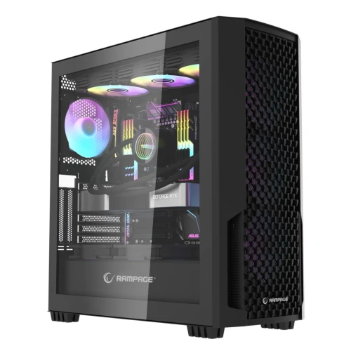 Obudowa Rampage SHELOB Tempered Glass Black