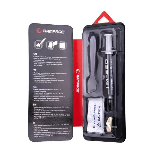 Pasta termoprzewodząca Rampage TM-220  11w/mk szpatułka + IPA