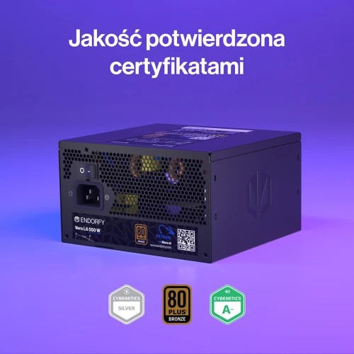 Zasilacz ENDORFY Vero L6 550W ATX 3.1 80Plus Bronze Cybenetics Silver