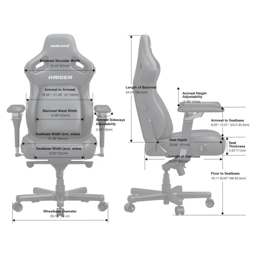 Fotel Anda Seat Kaiser 4 V2 Size XL Gray Materiałowy