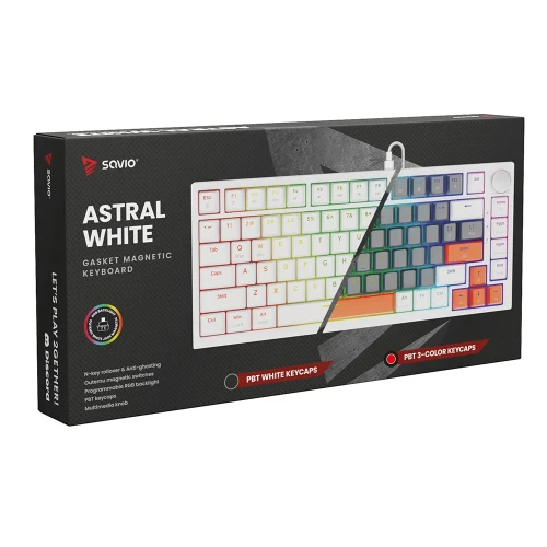 Klawiatura Savio Astral RGB White Outemu Jade White + zestaw keycapów
