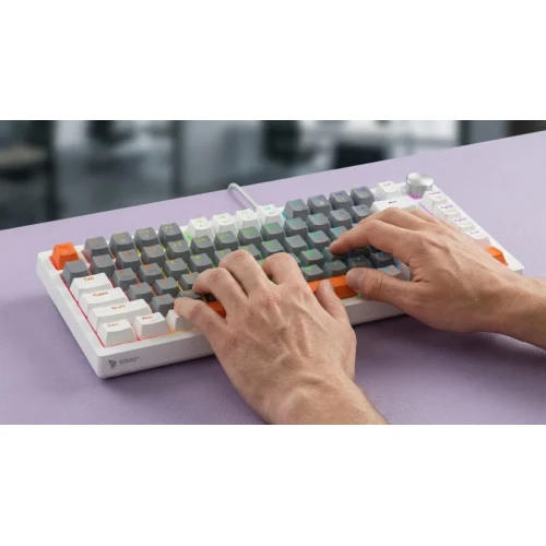 Klawiatura Savio Astral RGB White Outemu Jade White + zestaw keycapów