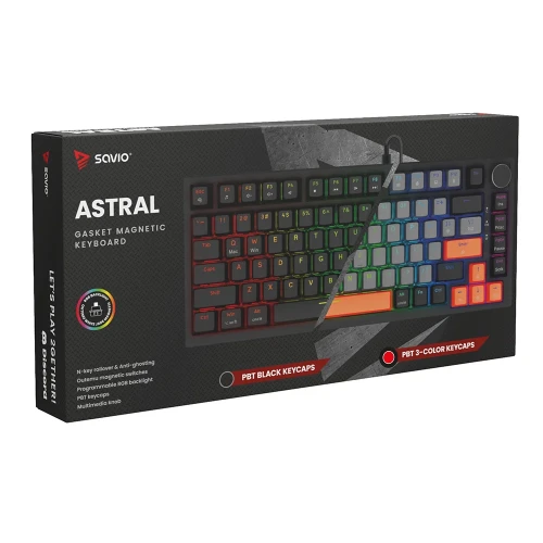 Klawiatura Savio Astral RGB Black Outemu Jade White + zestaw keycapów