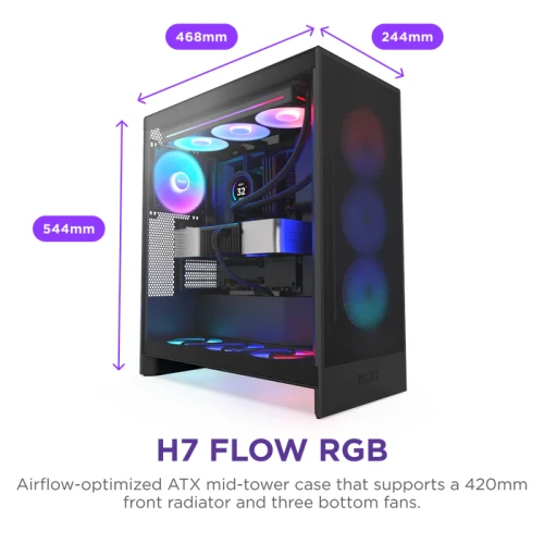 Obudowa NZXT H7 Flow (2024) RGB Tempered Glass Black