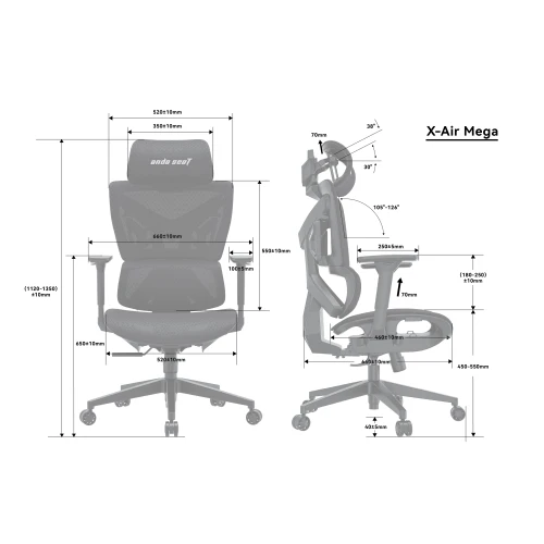 Fotel Anda Seat X-Air Mega Size XL Mesh Gray Twilight