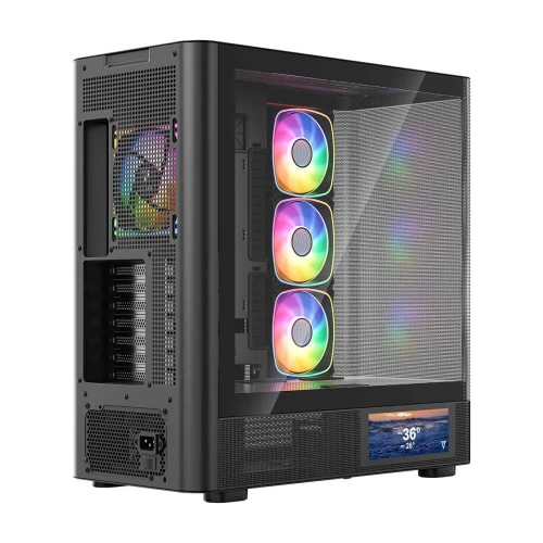 Obudowa Modecom Volcano AQ400 LCD ARGB Tempered Glass Black